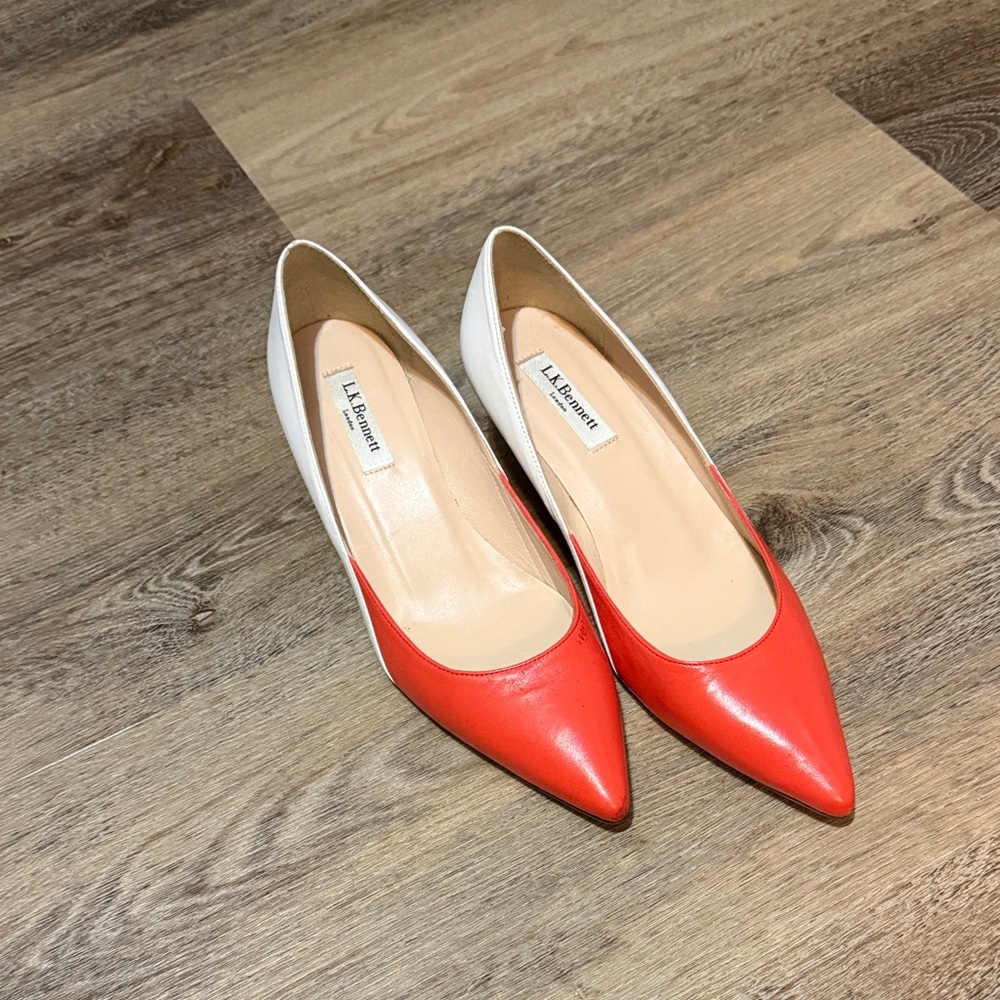 LK Bennett Red-orange and White Heels